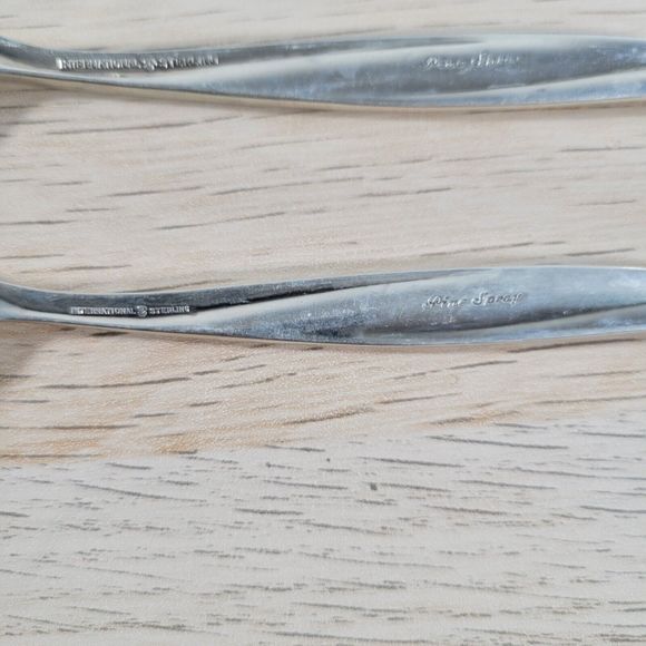 International Sterling PINE SPRAY 4 Pieces 925 Silverware Fork Knife Spoon - Picture 3 of 10